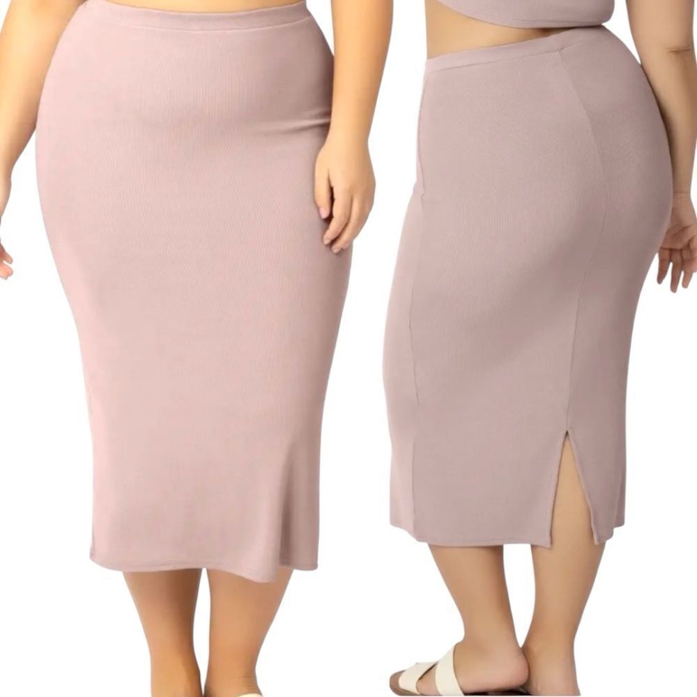 Kindred bravely Ribbed Bamboo Maternity & Postpartum Midi Skirt Lilac Stone